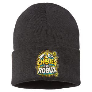 Noob And Professional Gamer Will Do Chores For Robux Sustainable Knit Beanie