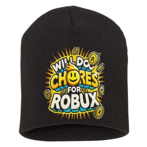 Noob And Professional Gamer Will Do Chores For Robux Short Acrylic Beanie