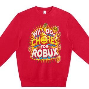 Noob And Professional Gamer Will Do Chores For Robux Premium Crewneck Sweatshirt