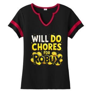 Noob And Professional Gamer Will Do Chores For Robux Ladies Halftime Notch Neck Tee