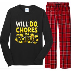 Noob And Professional Gamer Will Do Chores For Robux Long Sleeve Pajama Set