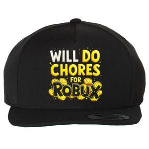 Noob And Professional Gamer Will Do Chores For Robux Wool Snapback Cap