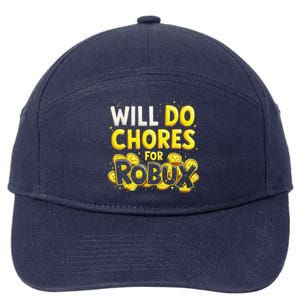 Noob And Professional Gamer Will Do Chores For Robux 7-Panel Snapback Hat