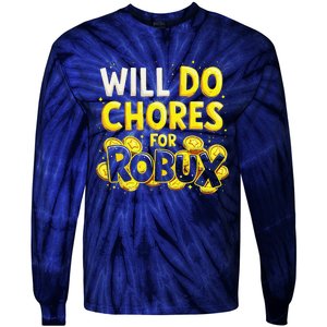 Noob And Professional Gamer Will Do Chores For Robux Tie-Dye Long Sleeve Shirt