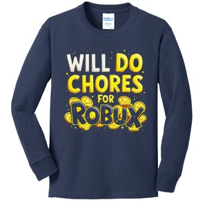 Noob And Professional Gamer Will Do Chores For Robux Kids Long Sleeve Shirt