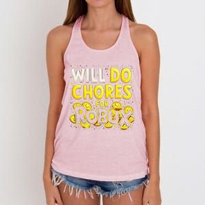 Noob And Professional Gamer Will Do Chores For Robux Women's Knotted Racerback Tank