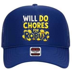 Noob And Professional Gamer Will Do Chores For Robux High Crown Mesh Back Trucker Hat