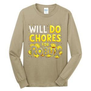 Noob And Professional Gamer Will Do Chores For Robux Tall Long Sleeve T-Shirt