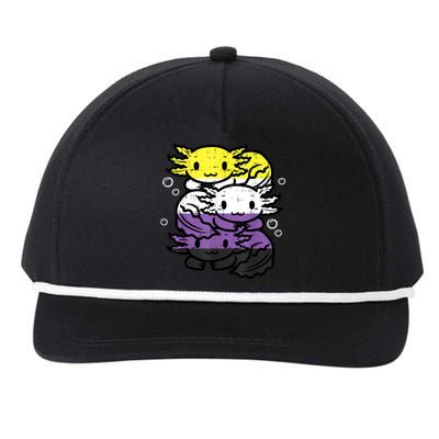 Nonbinary Axolotl Pile Non Binary Enby Lgbtq Men Women Snapback Five-Panel Rope Hat