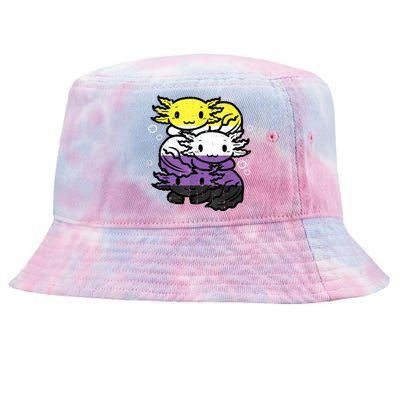 Nonbinary Axolotl Pile Non Binary Enby Lgbtq Men Women Tie-Dyed Bucket Hat