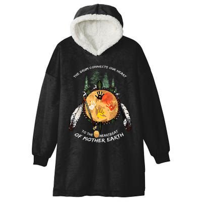 Native American Pride Indigenous Native Drum Hooded Wearable Blanket