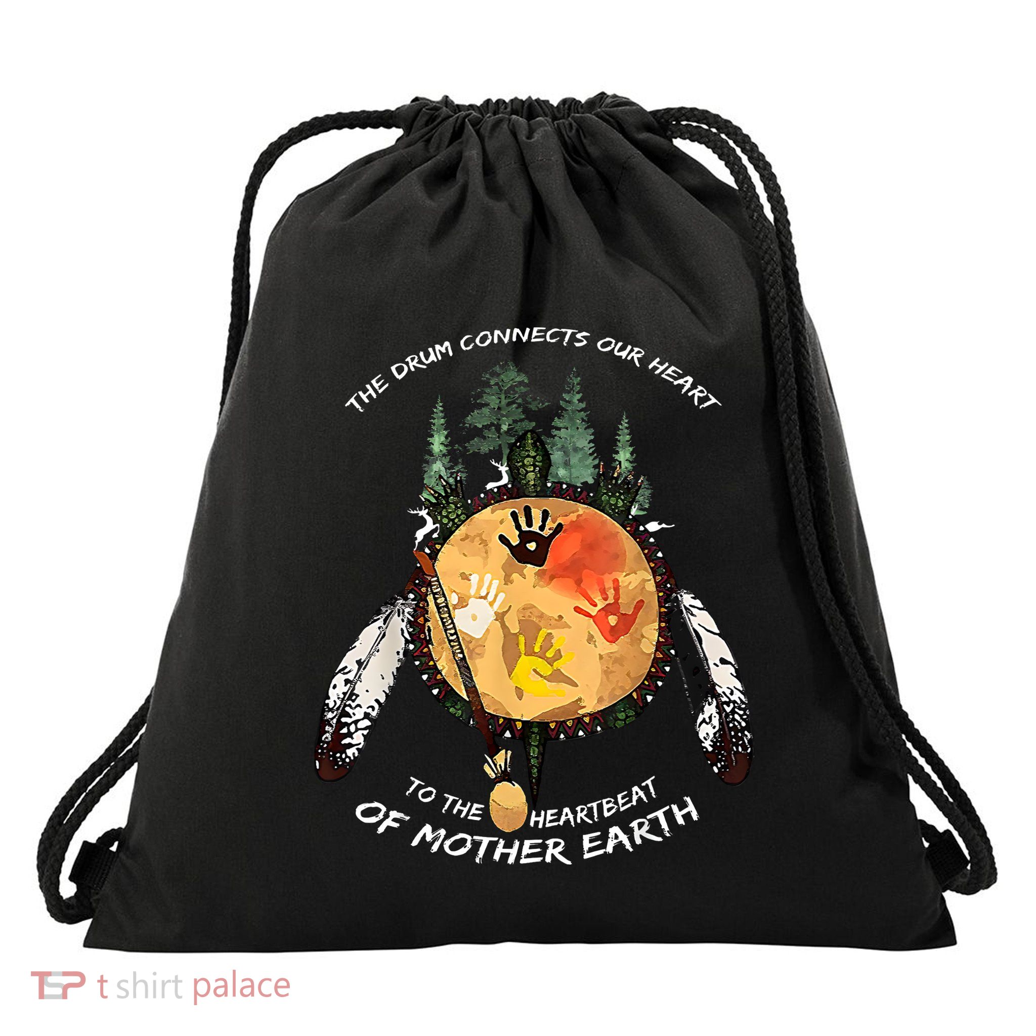 Native American Pride Indigenous Native Drum Drawstring Bag