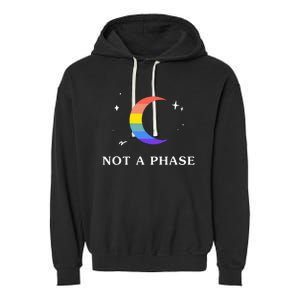 Not A Phase Gay Lesbian Lgbtq Pride Flag Moon Garment-Dyed Fleece Hoodie