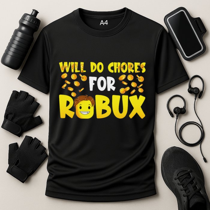 Noob And Professional Gamer Will Do Chores For Robux Performance Shirt