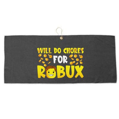 Noob And Professional Gamer Will Do Chores For Robux Large Microfiber Waffle Golf Towel