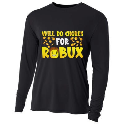 Noob And Professional Gamer Will Do Chores For Robux Cooling Performance Long Sleeve Crew