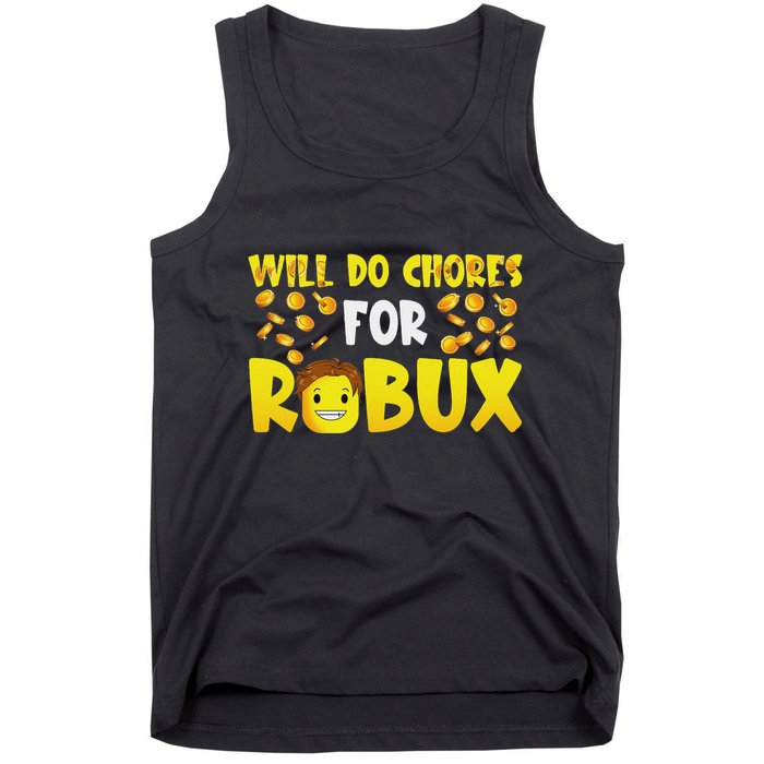 Noob And Professional Gamer Will Do Chores For Robux Tank Top