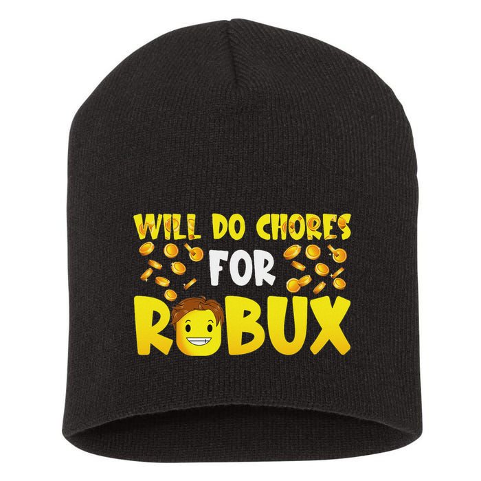 Noob And Professional Gamer Will Do Chores For Robux Short Acrylic Beanie