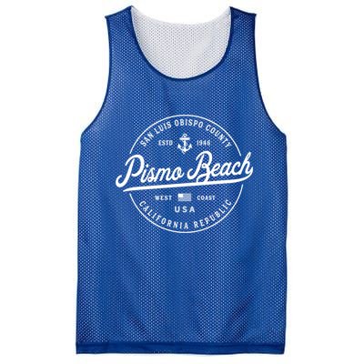 Nautical Anchor Pismo Beach California Travel Vacation Gift Mesh Reversible Basketball Jersey Tank