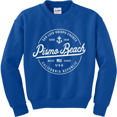 Nautical Anchor Pismo Beach California Travel Vacation Gift Kids Sweatshirt