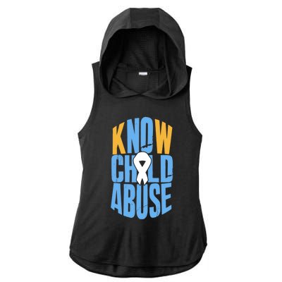 No Abuse Prevention Awareness Month April Blue Ribbon Gift Ladies PosiCharge Tri-Blend Wicking Draft Hoodie Tank