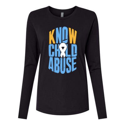 No Abuse Prevention Awareness Month April Blue Ribbon Gift Womens Cotton Relaxed Long Sleeve T-Shirt