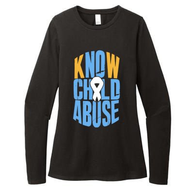 No Abuse Prevention Awareness Month April Blue Ribbon Gift Womens CVC Long Sleeve Shirt