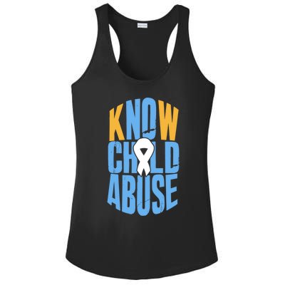 No Abuse Prevention Awareness Month April Blue Ribbon Gift Ladies PosiCharge Competitor Racerback Tank