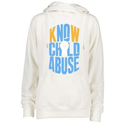 No Abuse Prevention Awareness Month April Blue Ribbon Gift Womens Funnel Neck Pullover Hood