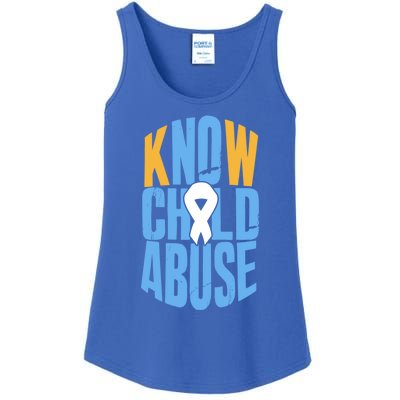 No Abuse Prevention Awareness Month April Blue Ribbon Gift Ladies Essential Tank