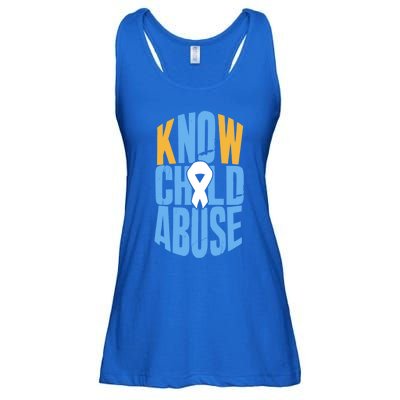 No Abuse Prevention Awareness Month April Blue Ribbon Gift Ladies Essential Flowy Tank