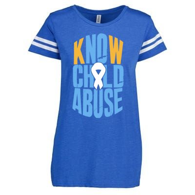 No Abuse Prevention Awareness Month April Blue Ribbon Gift Enza Ladies Jersey Football T-Shirt