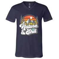 Nature And Shit Funny Hiking Camping Hiker Camper Rv Gift Tank Top V-Neck T-Shirt