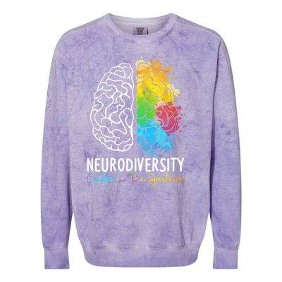 Neurodiversity Autism Spectrum ASD ADHD Rainbow Brain Colorblast Crewneck Sweatshirt