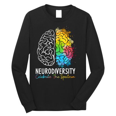 Neurodiversity Autism Spectrum ASD ADHD Rainbow Brain Long Sleeve Shirt