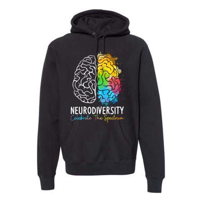 Neurodiversity Autism Spectrum ASD ADHD Rainbow Brain Premium Hoodie