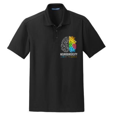 Neurodiversity Autism Spectrum ASD ADHD Rainbow Brain Dry Zone Grid Polo