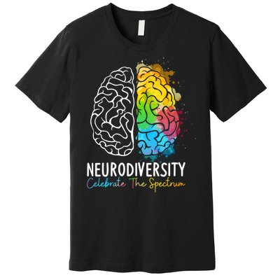 Neurodiversity Autism Spectrum ASD ADHD Rainbow Brain Premium T-Shirt