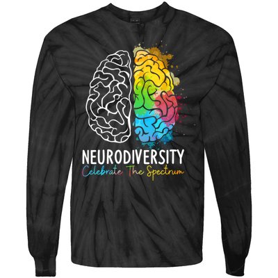 Neurodiversity Autism Spectrum ASD ADHD Rainbow Brain Tie-Dye Long Sleeve Shirt