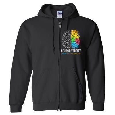 Neurodiversity Autism Spectrum ASD ADHD Rainbow Brain Full Zip Hoodie