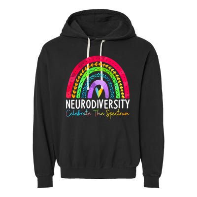 Neurodiversity Autism Spectrum ASD ADHD Rainbow Boho Garment-Dyed Fleece Hoodie