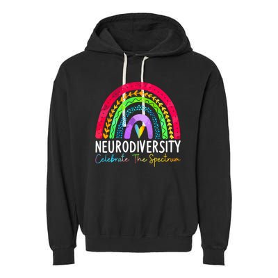 Neurodiversity Autism Spectrum ASD ADHD Rainbow Boho Garment-Dyed Fleece Hoodie