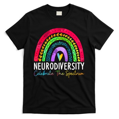 Neurodiversity Autism Spectrum ASD ADHD Rainbow Boho T-Shirt