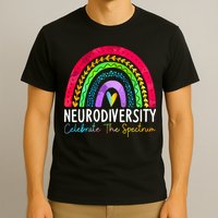 Neurodiversity Autism Spectrum ASD ADHD Rainbow Boho T-Shirt