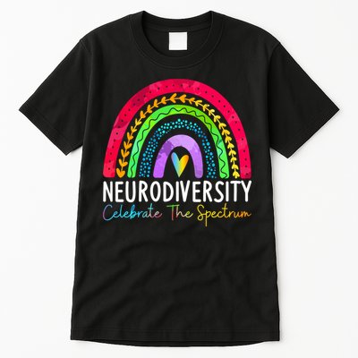 Neurodiversity Autism Spectrum ASD ADHD Rainbow Boho Tall T-Shirt