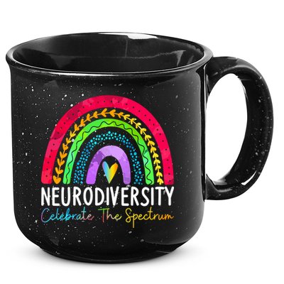 Neurodiversity Autism Spectrum ASD ADHD Rainbow Boho 15oz Campfire Ceramic Mug