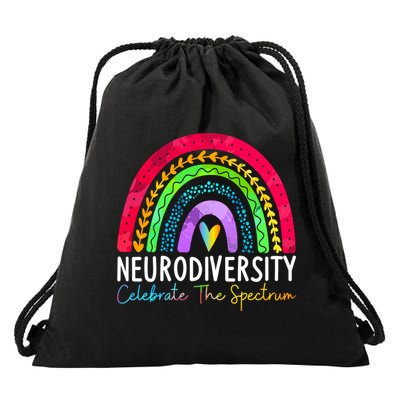 Neurodiversity Autism Spectrum ASD ADHD Rainbow Boho Drawstring Bag