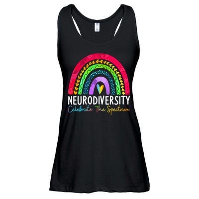 Neurodiversity Autism Spectrum ASD ADHD Rainbow Boho Ladies Essential Flowy Tank