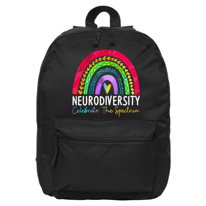 Neurodiversity Autism Spectrum ASD ADHD Rainbow Boho 16 in Basic Backpack