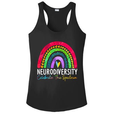 Neurodiversity Autism Spectrum ASD ADHD Rainbow Boho Ladies PosiCharge Competitor Racerback Tank